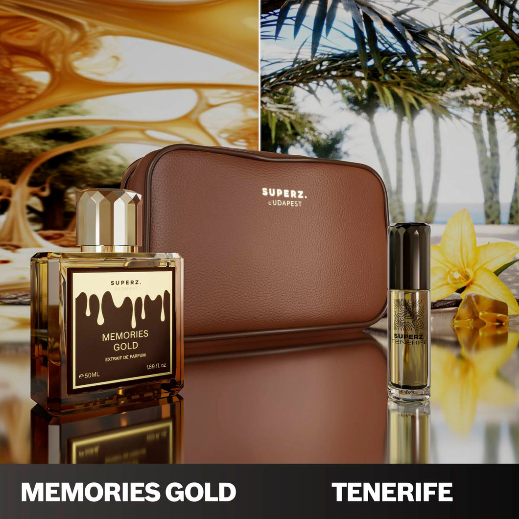 SZETT - Memories Gold 50ml & Tenerife 6ml & Kézitáska (barna) Férfi/Unisex