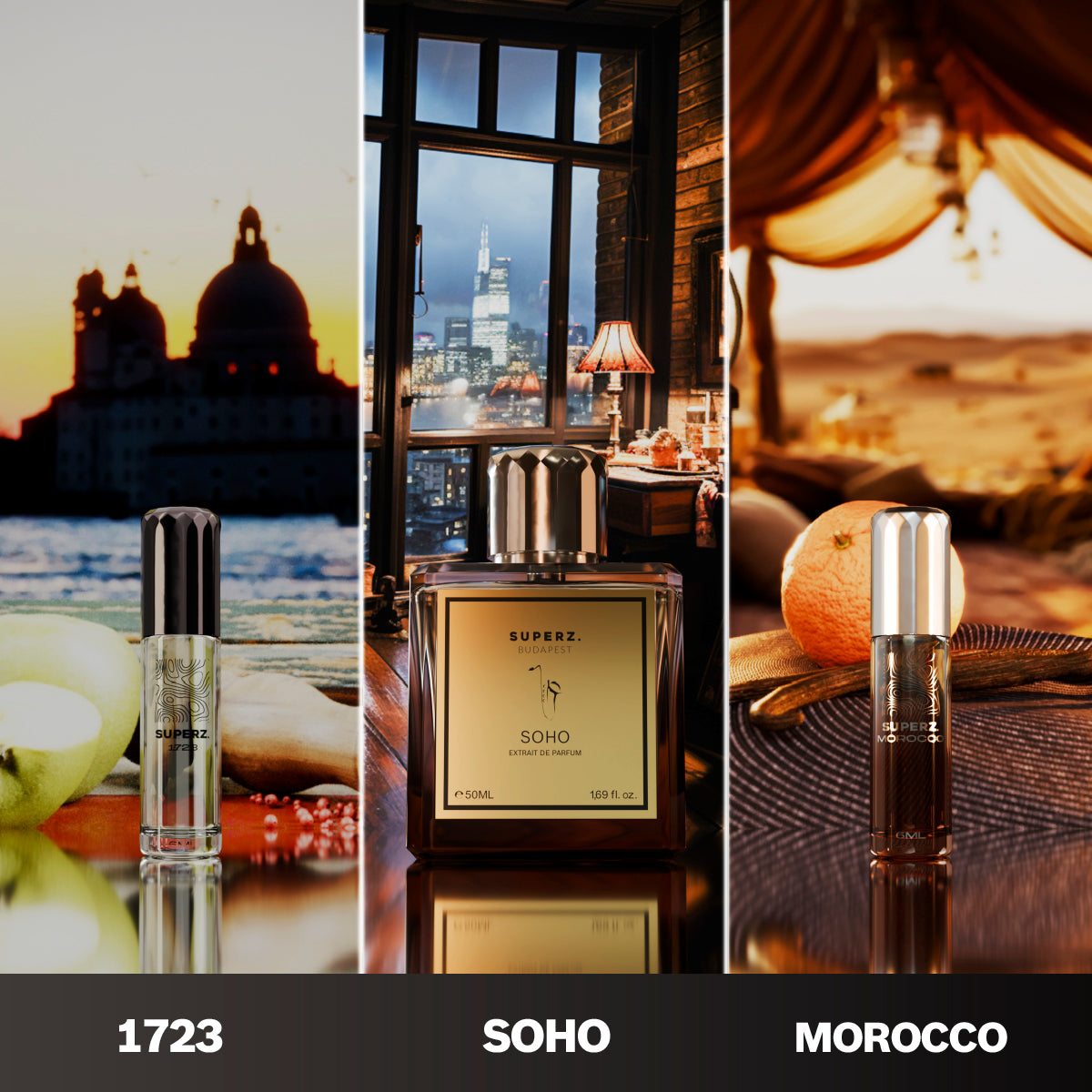 Parfümössrác őszi szettje - Soho 50ml & Morocco 6ml & 1723 6ml - Férfi/Unisex