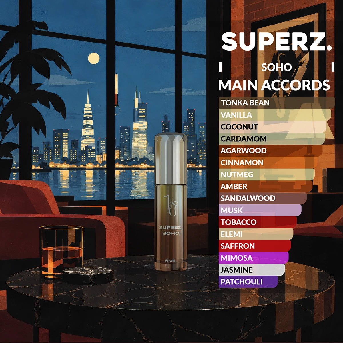 Soho - 6 ml exclusive 100% parfümolaj - Unisex - Megújult dobozban!